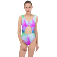 Abstract Pink Hibiscus Bloom With Flower Power Center Cut Out Swimsuit by myrubiogarden