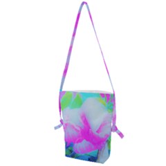 Abstract Pink Hibiscus Bloom With Flower Power Folding Shoulder Bag by myrubiogarden