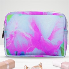 Abstract Pink Hibiscus Bloom With Flower Power Make Up Pouch (medium) by myrubiogarden