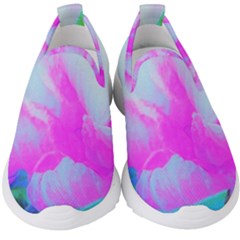 Abstract Pink Hibiscus Bloom With Flower Power Kids  Slip On Sneakers by myrubiogarden