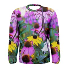 Yellow Flowers In The Purple Coneflower Garden Men s Long Sleeve Tee