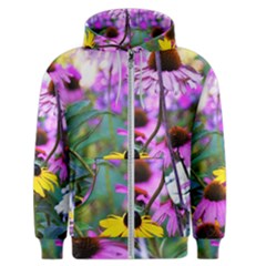 Yellow Flowers In The Purple Coneflower Garden Men s Zipper Hoodie by myrubiogarden