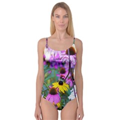 Yellow Flowers In The Purple Coneflower Garden Camisole Leotard  by myrubiogarden