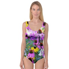 Yellow Flowers In The Purple Coneflower Garden Princess Tank Leotard  by myrubiogarden