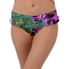 Yellow Flowers In The Purple Coneflower Garden Frill Bikini Bottom