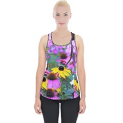 Yellow Flowers In The Purple Coneflower Garden Piece Up Tank Top by myrubiogarden