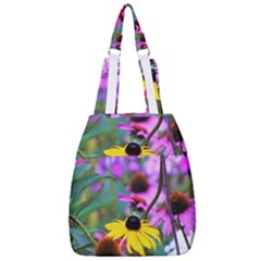 Yellow Flowers In The Purple Coneflower Garden Center Zip Backpack by myrubiogarden