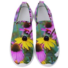 Yellow Flowers In The Purple Coneflower Garden Men s Slip On Sneakers