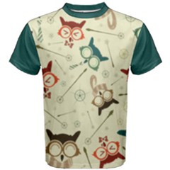 Vintage Emoji Owl (blue Sleeve) Men s Cotton Tee by TransfiguringAdoptionStore