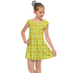 Traditional Patterns Chrysanthemum Kids  Cap Sleeve Dress by Pakrebo