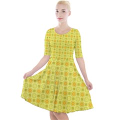 Traditional Patterns Chrysanthemum Quarter Sleeve A-line Dress by Pakrebo