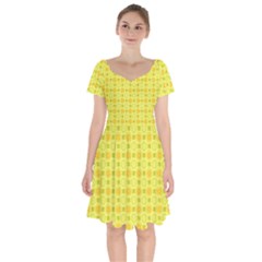 Traditional Patterns Chrysanthemum Short Sleeve Bardot Dress by Pakrebo