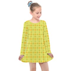 Traditional Patterns Chrysanthemum Kids  Long Sleeve Dress by Pakrebo