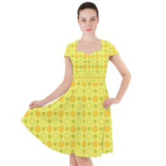 Traditional Patterns Chrysanthemum Cap Sleeve Midi Dress by Pakrebo