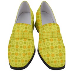 Traditional Patterns Chrysanthemum Women s Chunky Heel Loafers