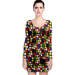 Graphic Pattern Rubiks Cube Cube Long Sleeve Bodycon Dress by Pakrebo