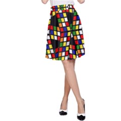 Graphic Pattern Rubiks Cube Cube A-line Skirt by Pakrebo