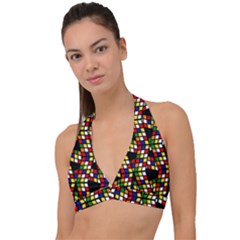 Graphic Pattern Rubiks Cube Cube Halter Plunge Bikini Top