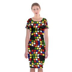 Graphic Pattern Rubiks Cube Cube Classic Short Sleeve Midi Dress by Pakrebo