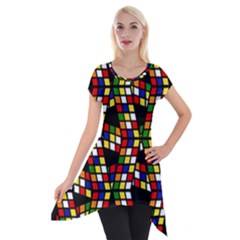 Graphic Pattern Rubiks Cube Cube Short Sleeve Side Drop Tunic by Pakrebo