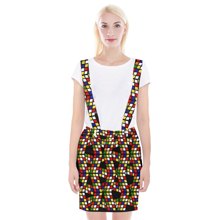 Graphic Pattern Rubiks Cube Cube Braces Suspender Skirt