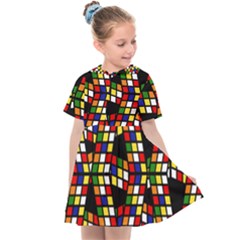 Graphic Pattern Rubiks Cube Cube Kids  Sailor Dress by Pakrebo