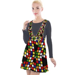 Graphic Pattern Rubiks Cube Cube Plunge Pinafore Velour Dress