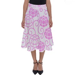 Peony Asia Spring Flowers Natural Perfect Length Midi Skirt by Pakrebo