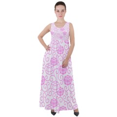 Peony Asia Spring Flowers Natural Empire Waist Velour Maxi Dress