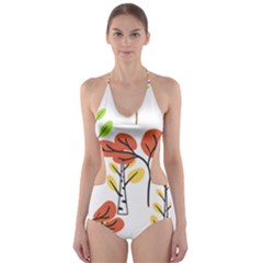 Tree Autumn Forest Landscape Cut-out One Piece Swimsuit