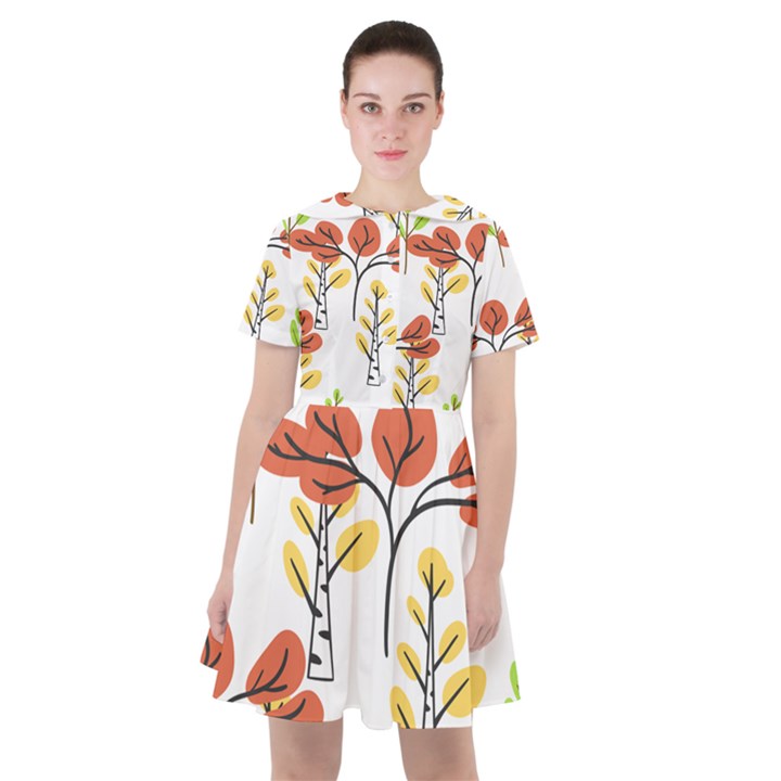 Tree Autumn Forest Landscape Sailor Dress