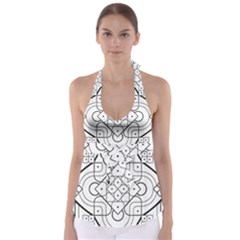 Mandala Drawing Dyes Page Babydoll Tankini Top by Pakrebo