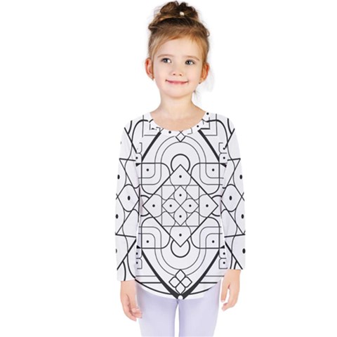 Mandala Drawing Dyes Page Kids  Long Sleeve Tee by Pakrebo