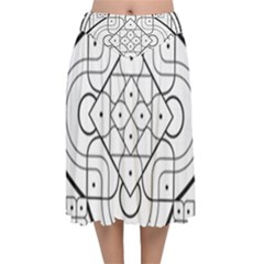 Mandala Drawing Dyes Page Velvet Flared Midi Skirt by Pakrebo