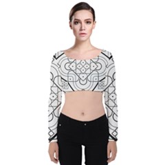 Mandala Drawing Dyes Page Velvet Long Sleeve Crop Top by Pakrebo