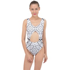 Mandala Drawing Dyes Page Center Cut Out Swimsuit by Pakrebo