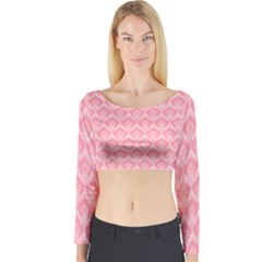 Damask Floral Design Seamless Long Sleeve Crop Top by Pakrebo