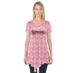 Damask Floral Design Seamless Short Sleeve Tunic  by Pakrebo