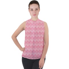 Damask Floral Design Seamless Mock Neck Chiffon Sleeveless Top