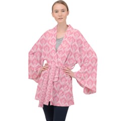 Damask Floral Design Seamless Velvet Kimono Robe