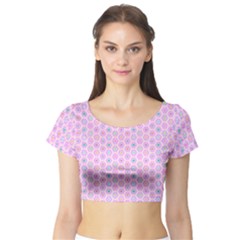 A Hexagonal Pattern Short Sleeve Crop Top by Pakrebo