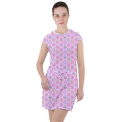 A Hexagonal Pattern Drawstring Hooded Dress