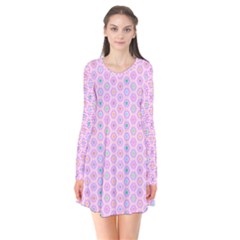 A Hexagonal Pattern Long Sleeve V-neck Flare Dress by Pakrebo