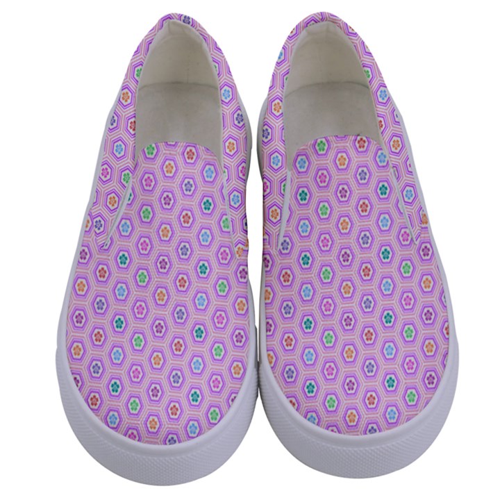 A Hexagonal Pattern Kids  Canvas Slip Ons