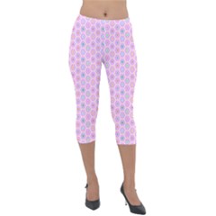 A Hexagonal Pattern Lightweight Velour Capri Leggings  by Pakrebo