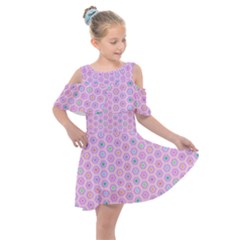 A Hexagonal Pattern Kids  Shoulder Cutout Chiffon Dress by Pakrebo