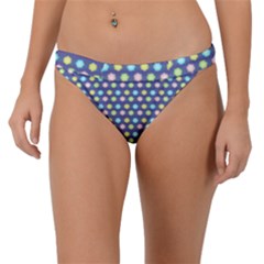 Deep Blue Hemp Pattern Flowers Band Bikini Bottom