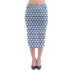 Deep Blue Hemp Pattern Flowers Midi Pencil Skirt by Pakrebo