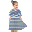 Deep Blue Hemp Pattern Flowers Kids  Sailor Dress View1