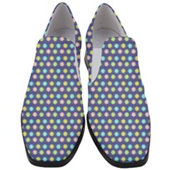 Deep Blue Hemp Pattern Flowers Slip On Heel Loafers